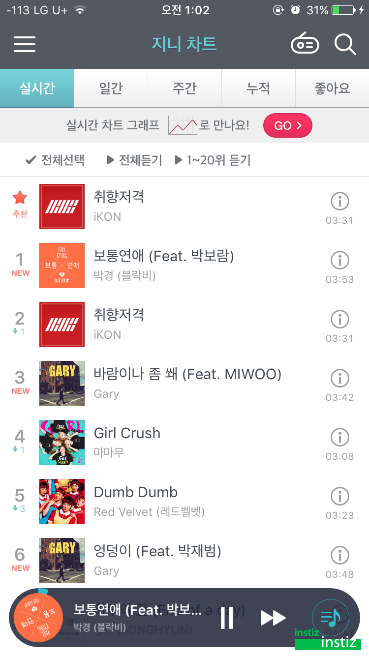 각종 음원 사이트에서 1위 중인 솔로곡 | 인스티즈