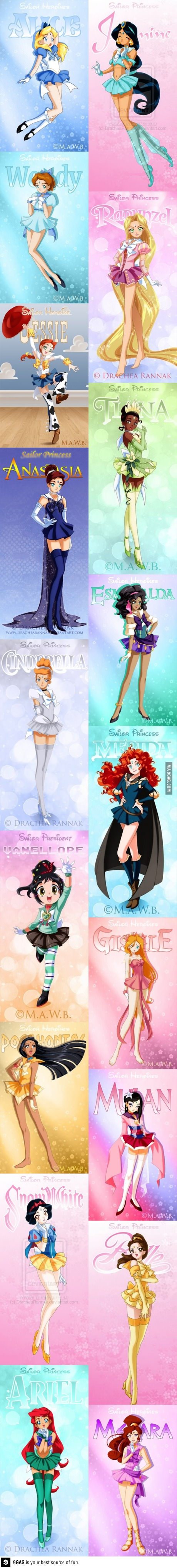 디즈니 애니메이션 주인공들 세일러문화 | 인스티즈