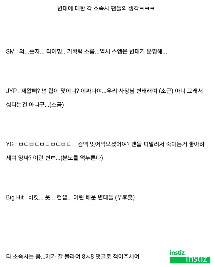 변태라는 단어에 대한 각 소속사 팬들의 생각ㅋㅋㅋㅋ | 인스티즈