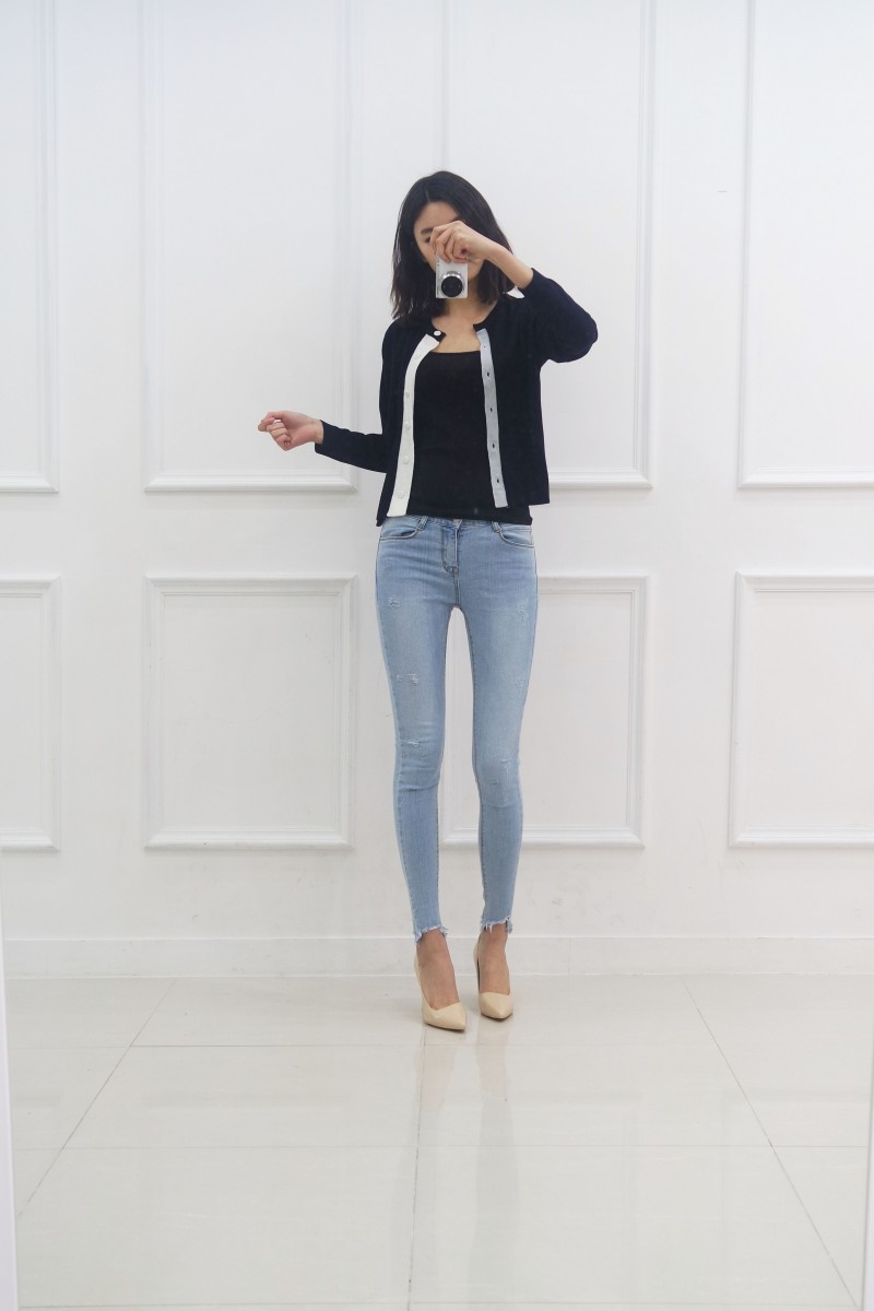 밑단 컷팅진 연청스키니 공구해요! | 인스티즈