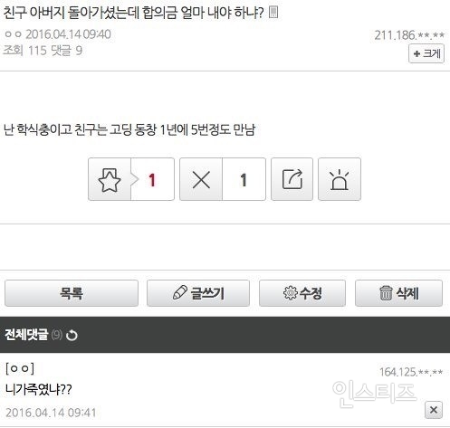 친구 아버지가 돌아가셨는데... | 인스티즈