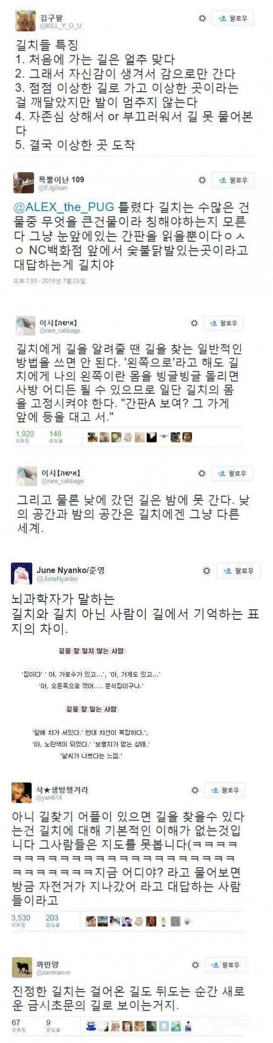 길치들의 특징 | 인스티즈