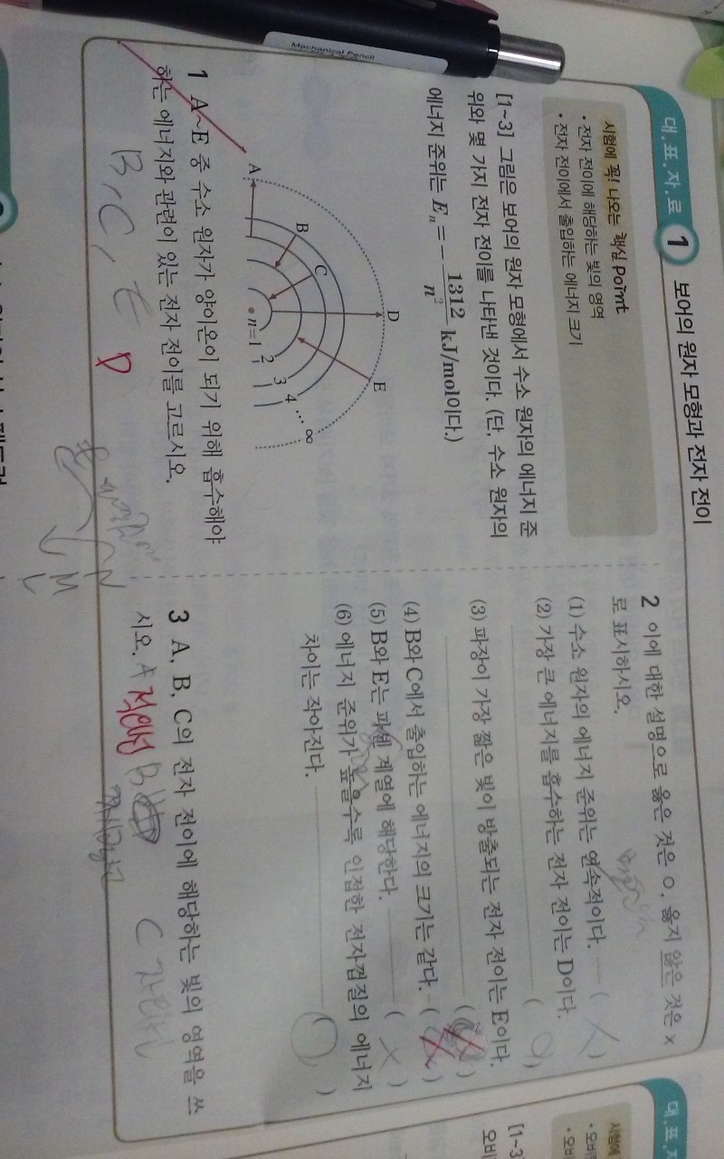 화학1 보어의 원자모형 개념문제 핵쉬운 거 | 인스티즈