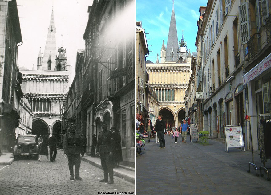 세계2차 대전 70년 후 같은 장소(프랑스 디종)에서 재촬영된 사진...jpg | 인스티즈