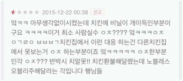 치킨매니아 웃긴 평점테러 모음 | 인스티즈