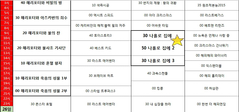 12/24~26 크리스마스 특선영화 편성표 | 인스티즈
