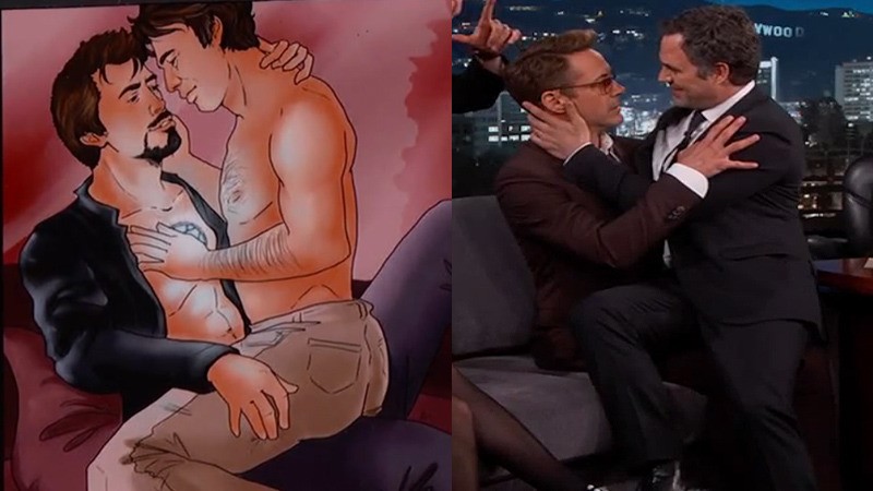 [지미키멜쇼] 방송에서 본인들 팬아트 짤 보는 어벤져스 멤버들(feat.싸이언스 브로.jpgif) | 인스티즈