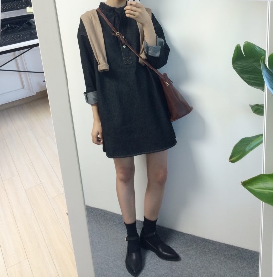 한번도 안입은 슬림핏 데님원피스 팔아요 | 인스티즈