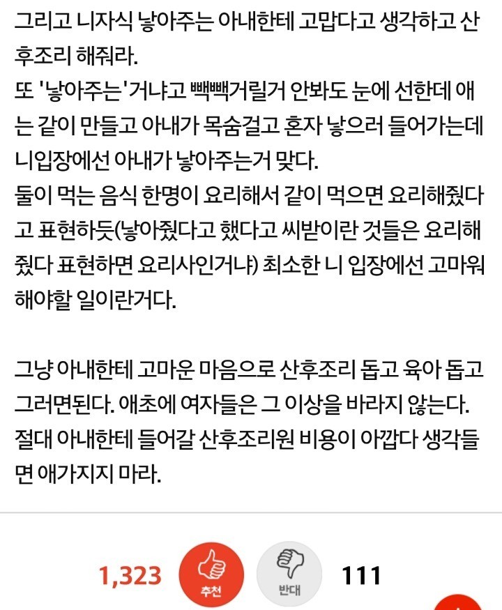 남자들은 산후조리 관련 말할 자격없다 | 인스티즈